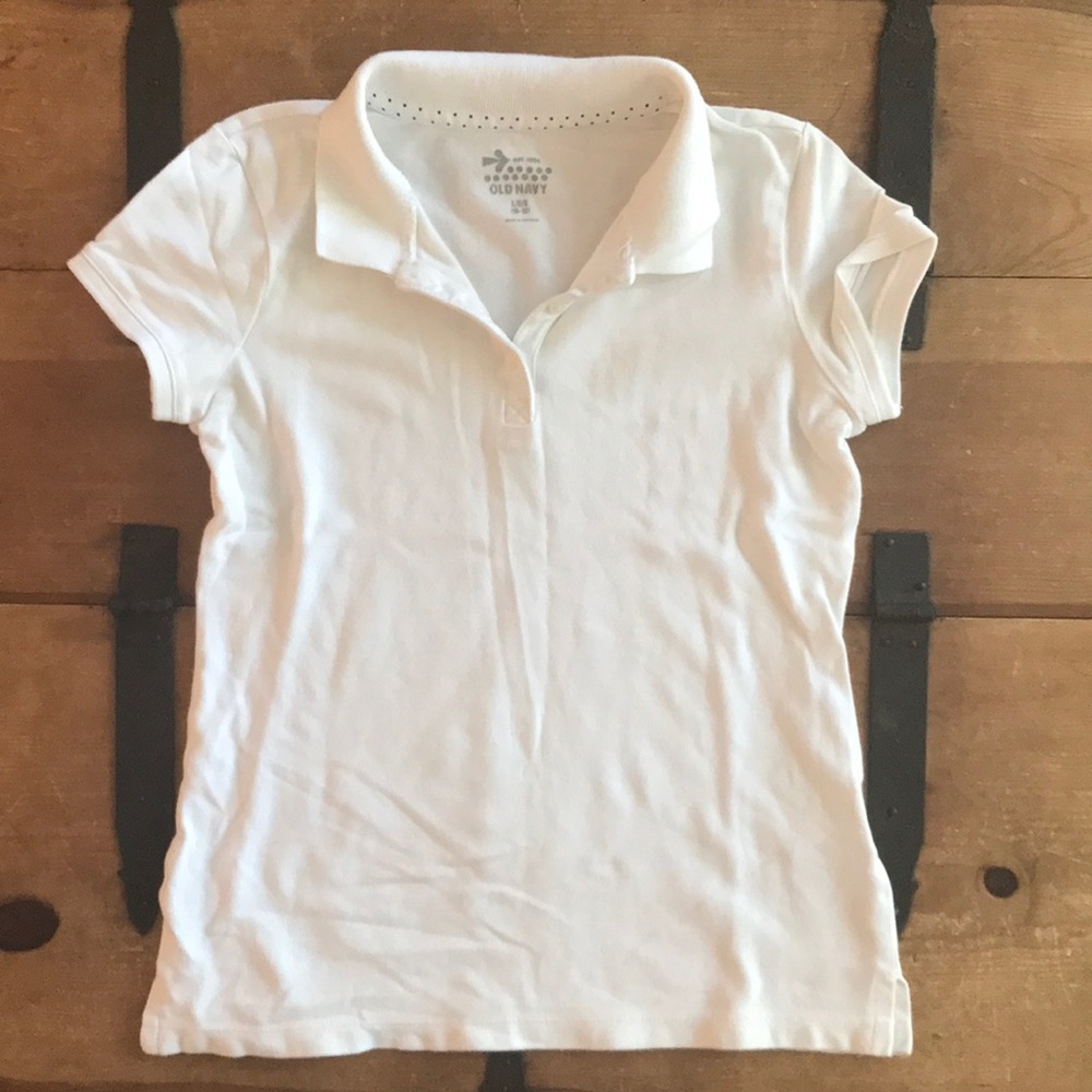 Old Navy Girls Size Large (10-12) White Polo Shirt